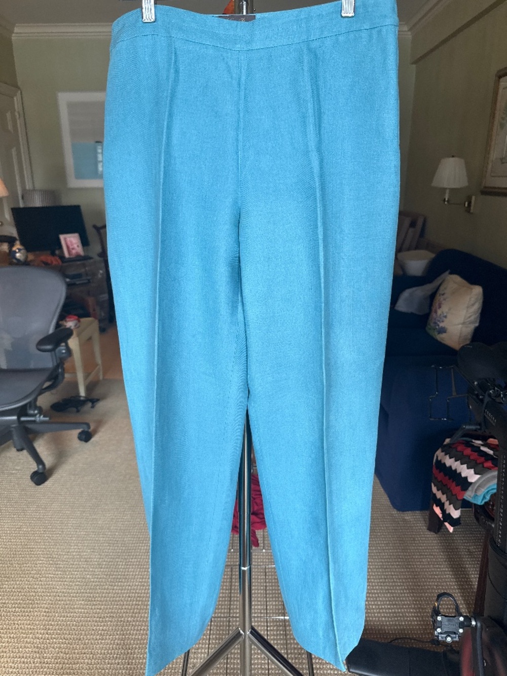RARE Loro Piana Teal Green Linen Trousers - Made in Italy - Size 46